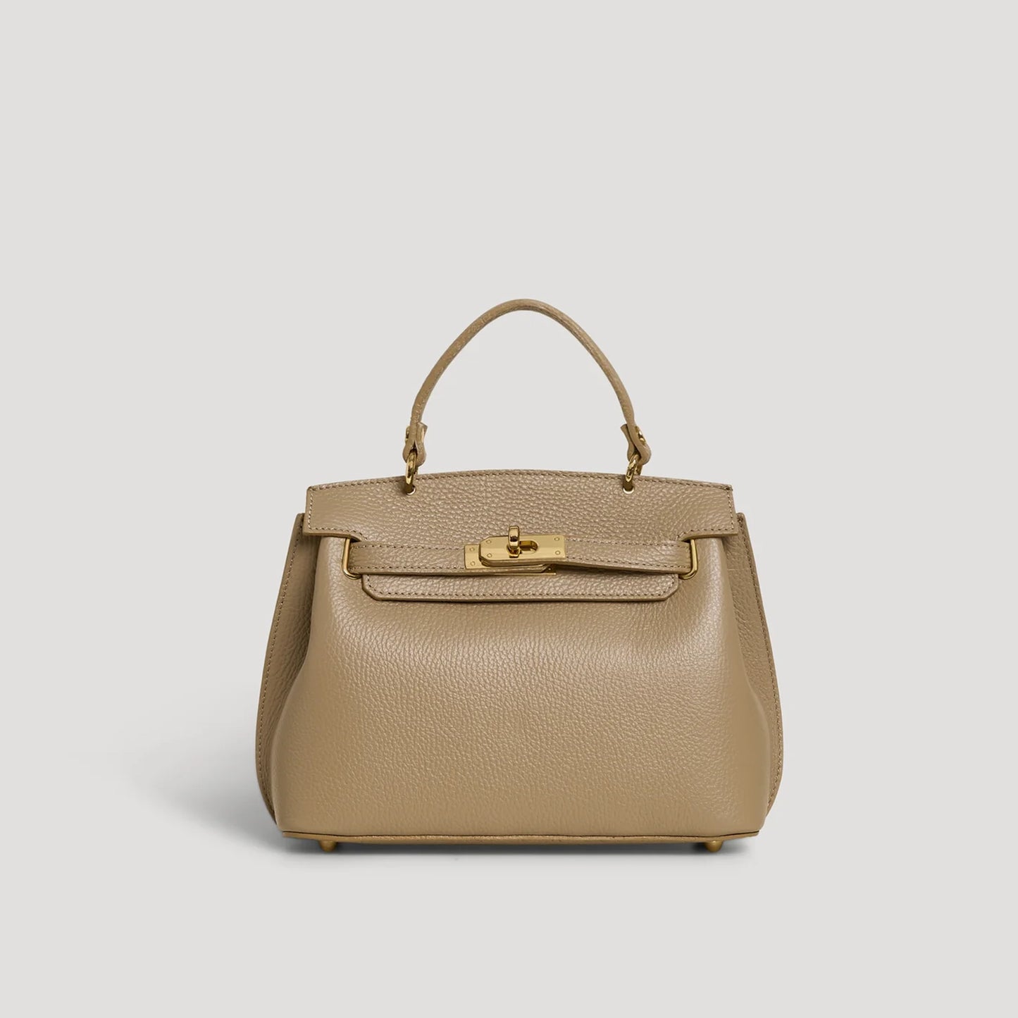 David Halfon Magnani grained leather top-handle bag taupe front view