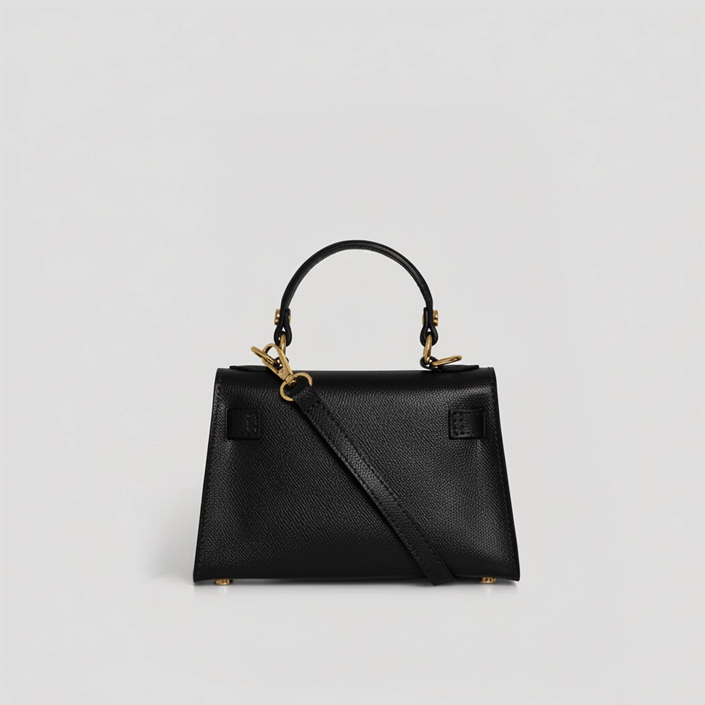Diana S top-handle bag in hammered leather black — back view
