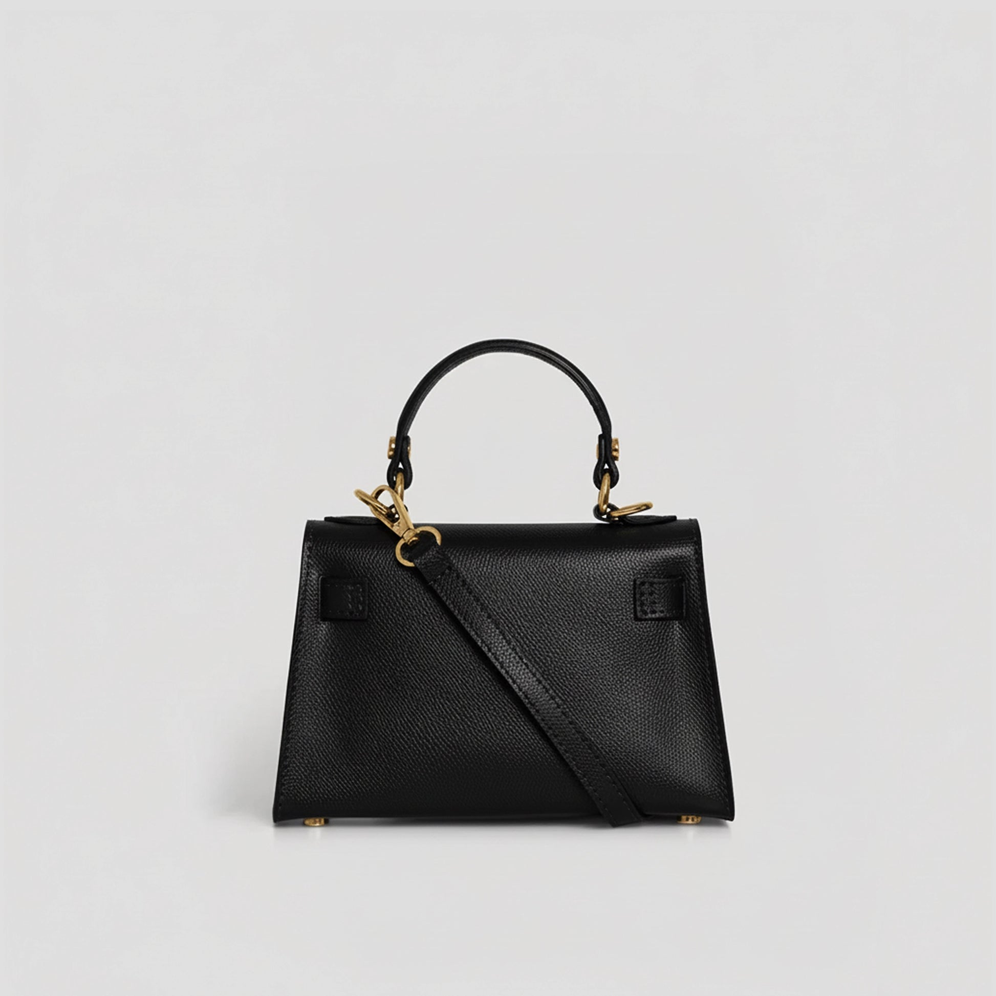 Diana S top-handle bag in hammered leather black — back view