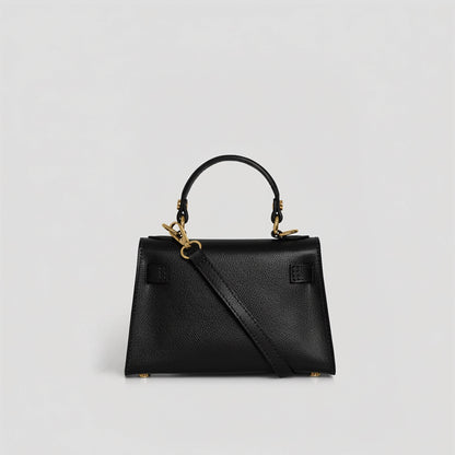 Diana S top-handle bag in hammered leather black — back view