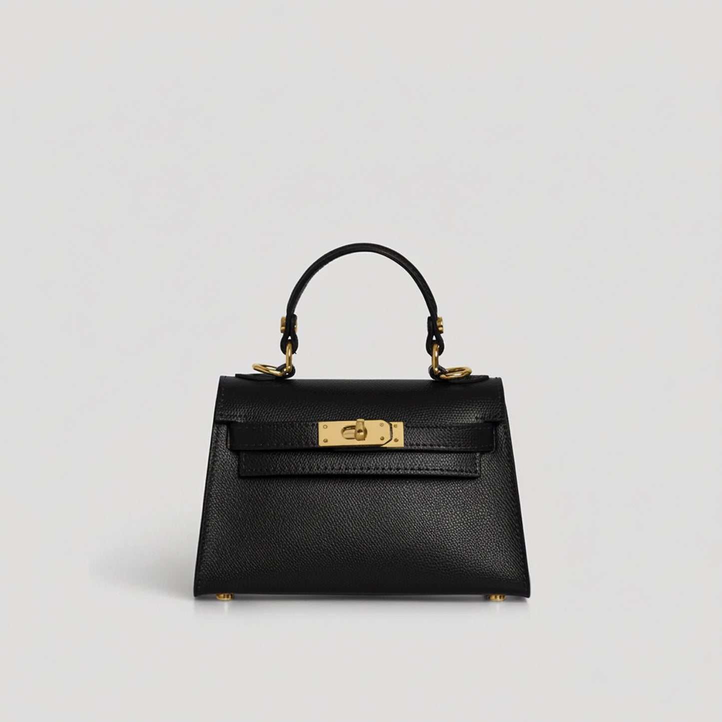 David Halfon Diana S top-handle bag in hammered leather black — front view
