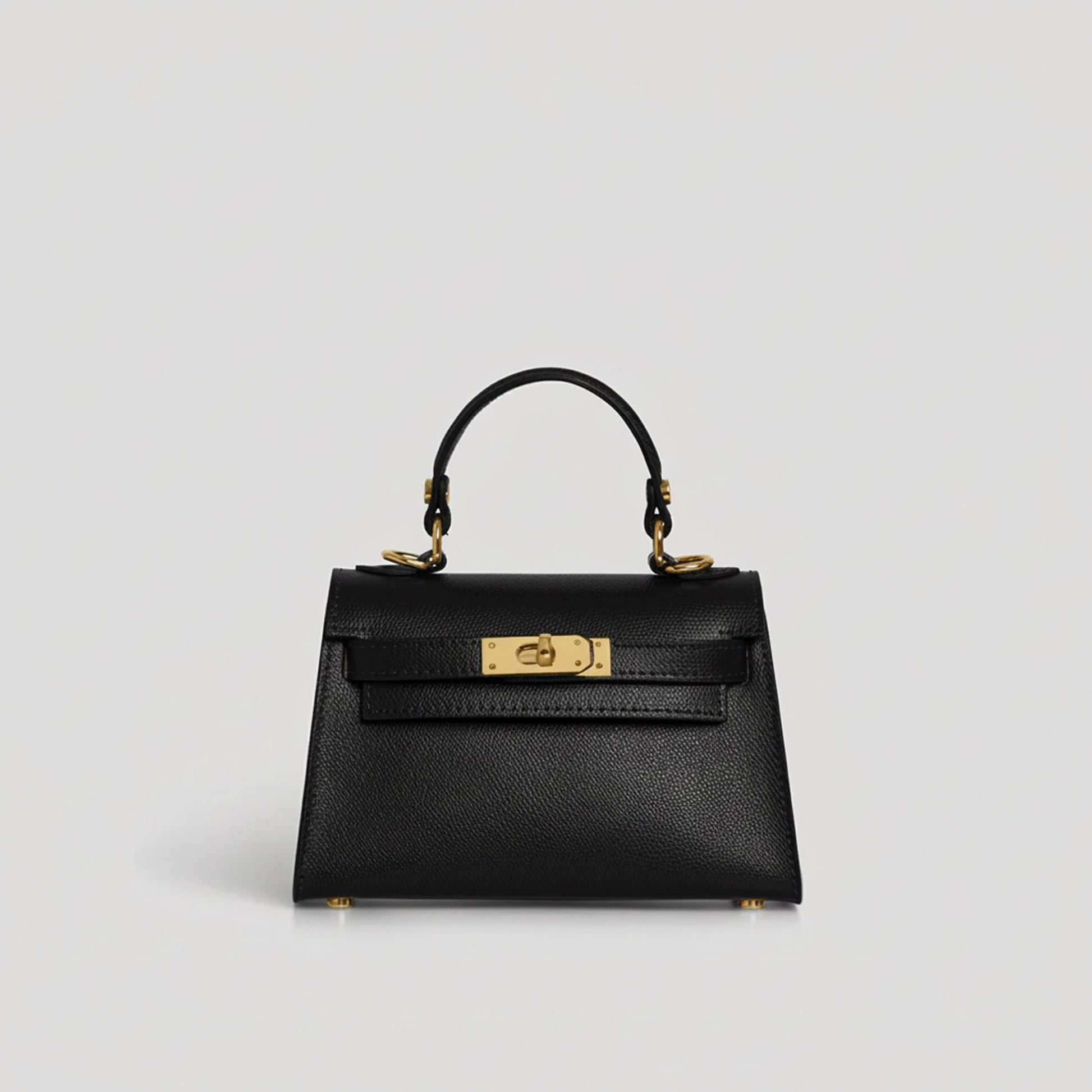 David Halfon Diana S top-handle bag in hammered leather black — front view