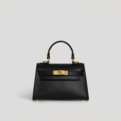 David Halfon Diana S top-handle bag in hammered leather black — front view