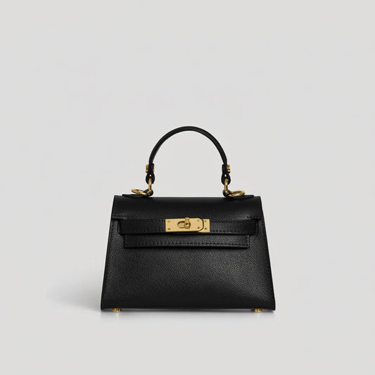 David Halfon Diana S top-handle bag in hammered leather black — front view