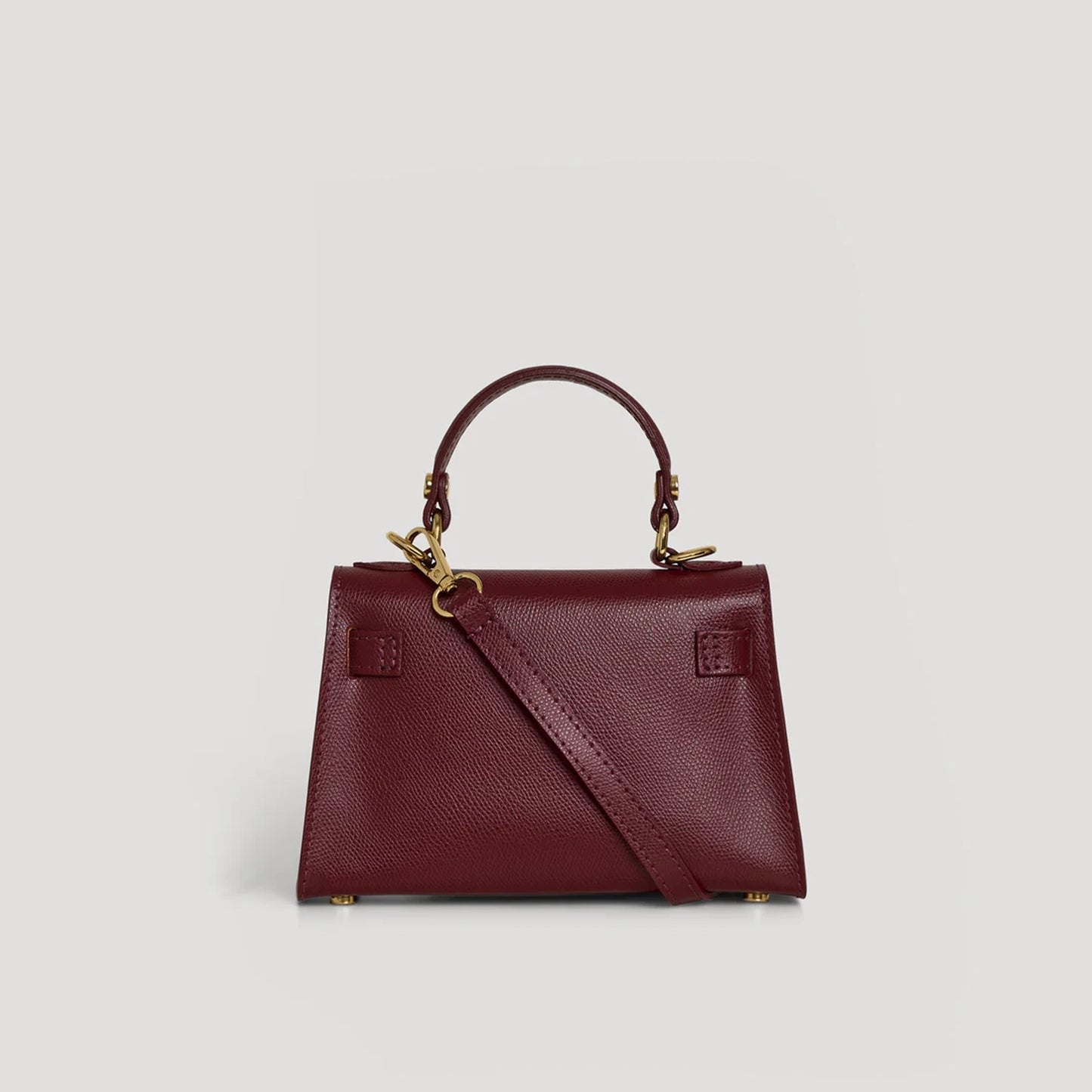 Diana S top-handle bag in hammered leather burgundy red — back view