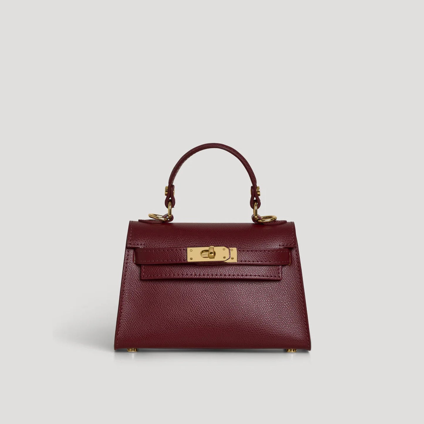 David Halfon Diana S top-handle bag in hammered leather burgundy red — front view