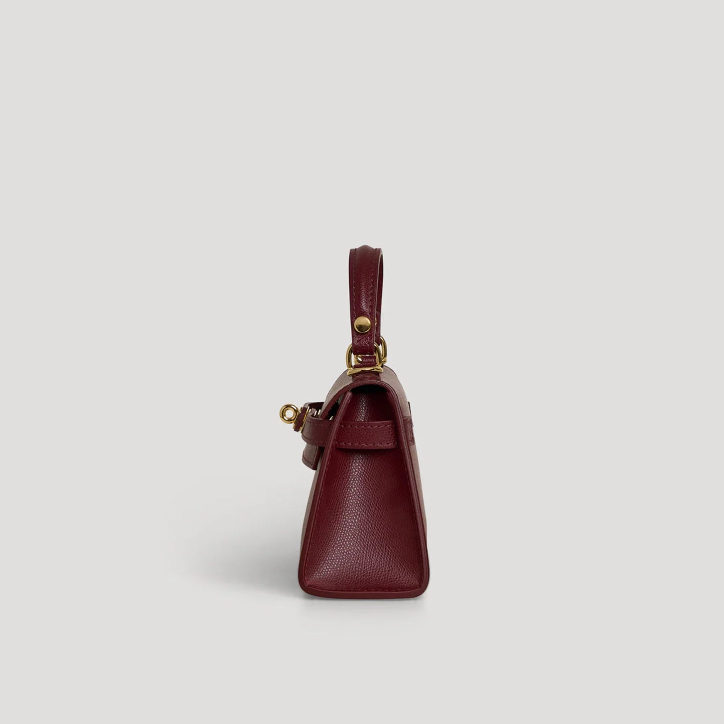 Diana S top-handle bag in hammered leather burgundy red — side view