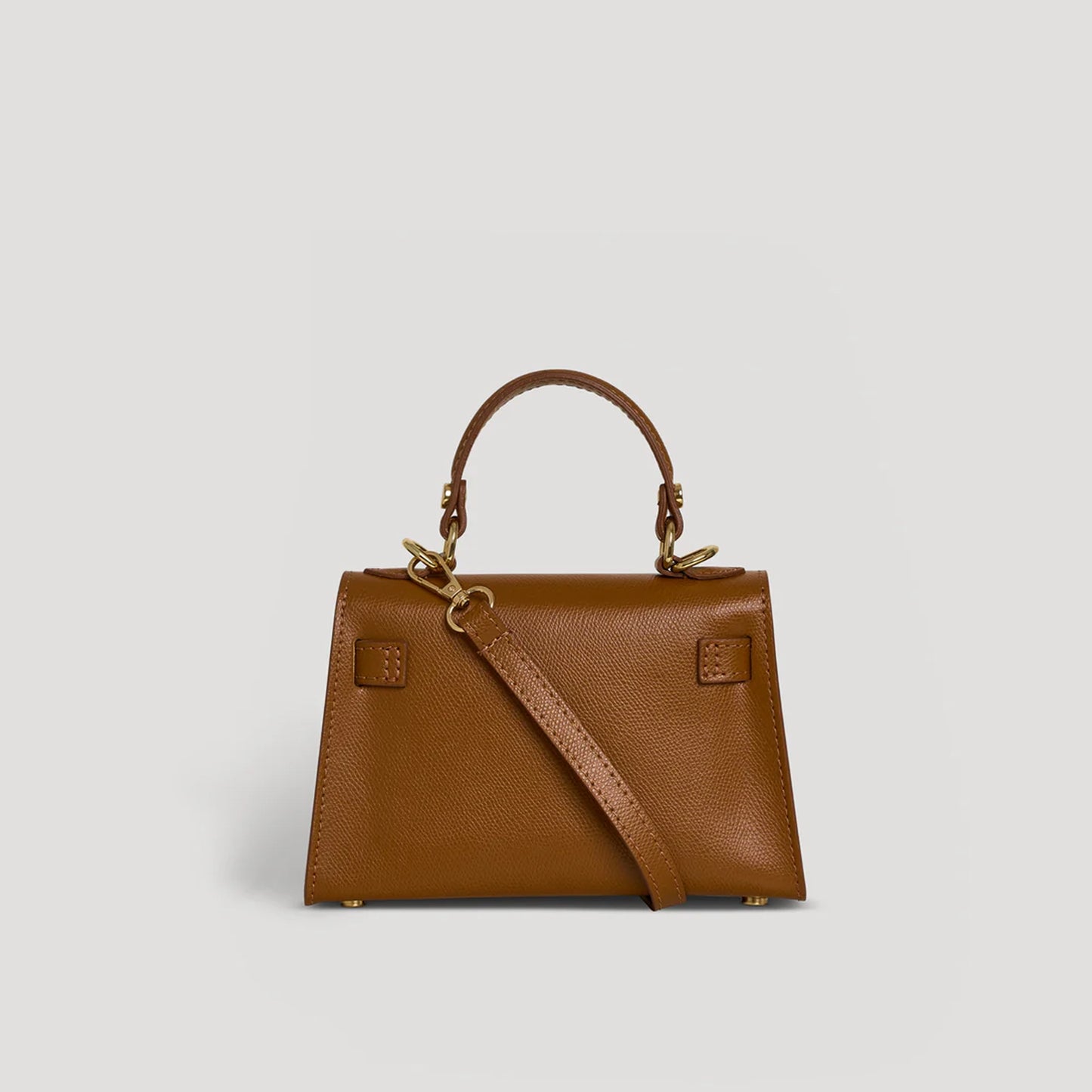 Diana S top-handle bag in hammered leather camel — back view
