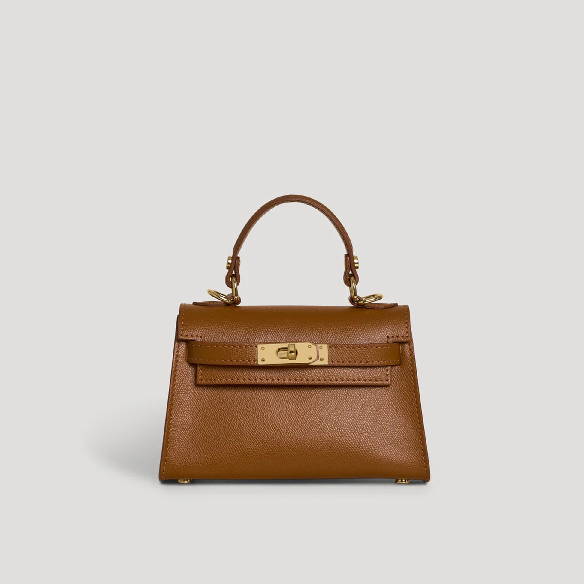 David Halfon Diana S top-handle bag in hammered leather camel — front view