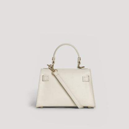 Diana S top-handle bag in hammered leather cream — back view