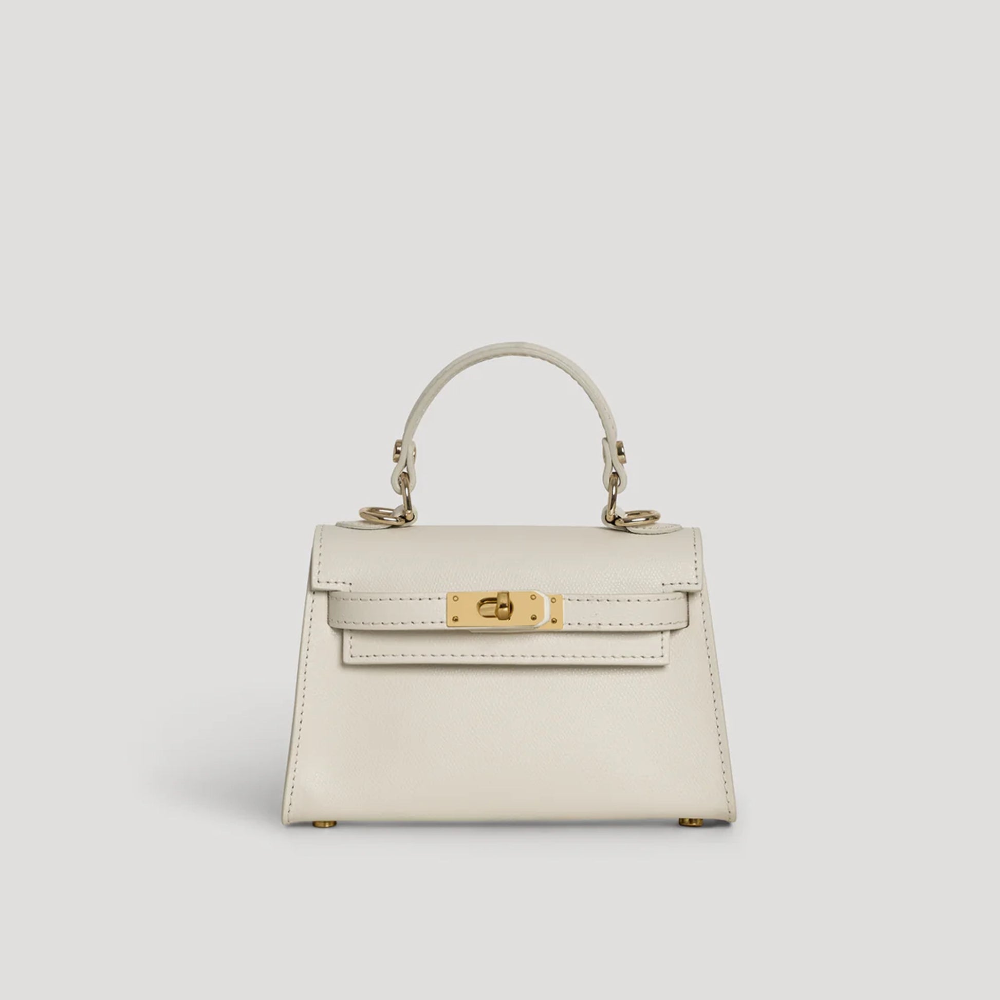 David Halfon Diana S top-handle bag in hammered leather cream — front view