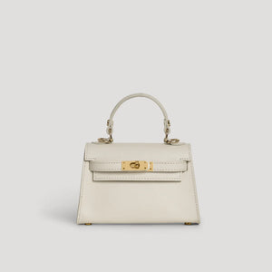 David Halfon Diana S top-handle bag in hammered leather cream — front view