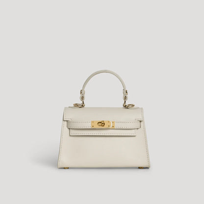 David Halfon Diana S top-handle bag in hammered leather cream — front view