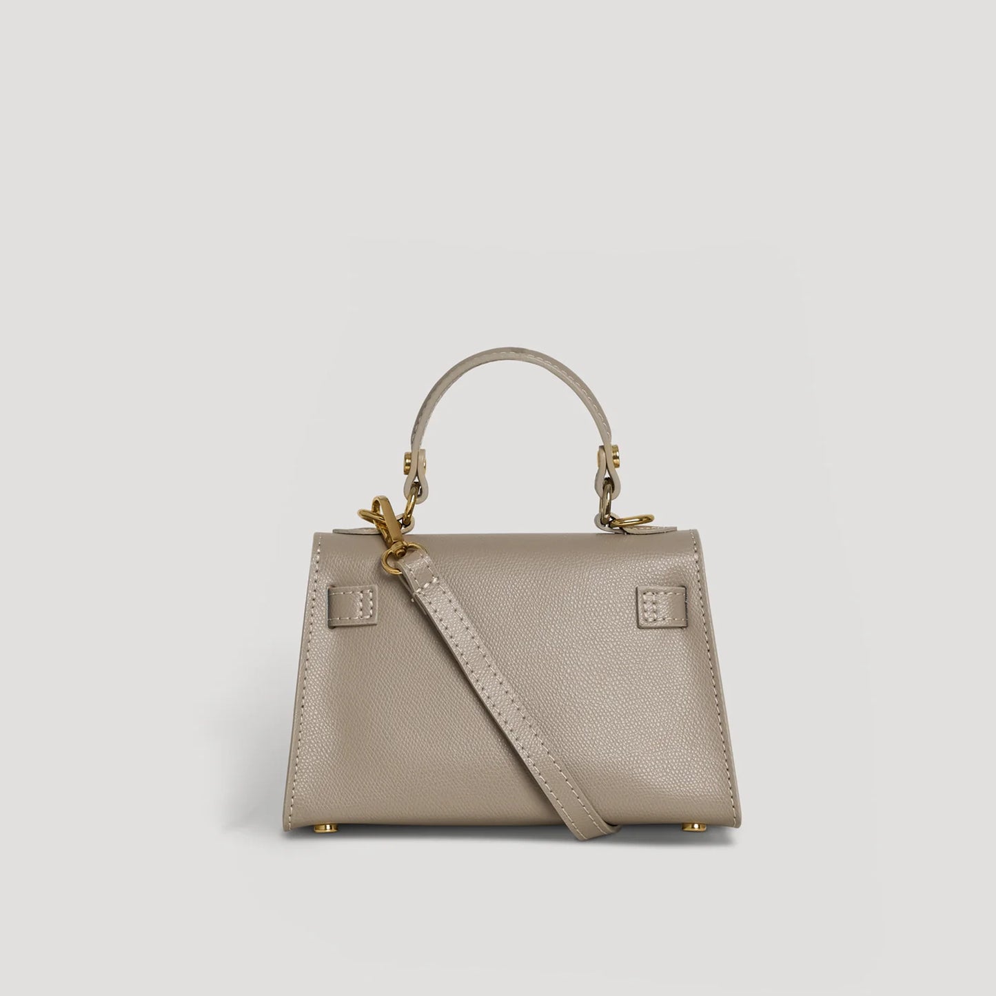 Diana S top-handle bag in hammered leather dove grey — back view