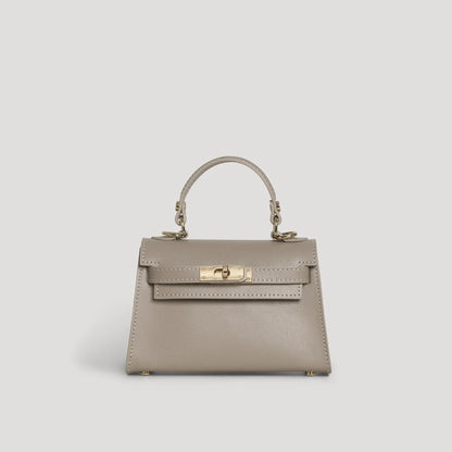 David Halfon Diana S top-handle bag in hammered leather dove grey — front view