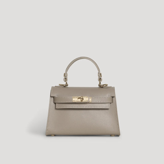 David Halfon Diana S top-handle bag in hammered leather dove grey — front view