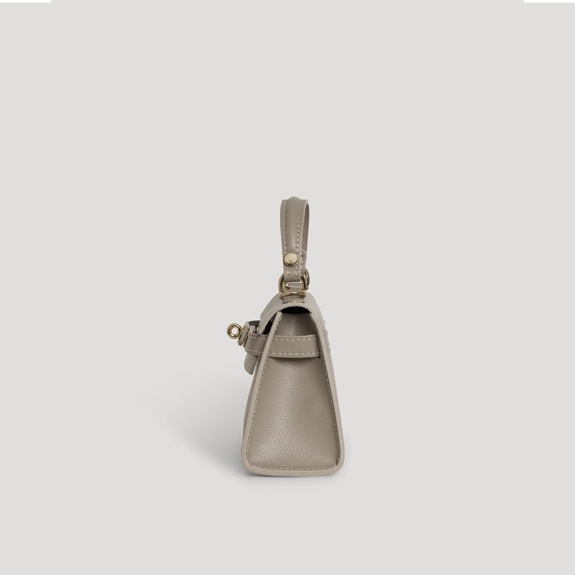 Diana S top-handle bag in hammered leather dove grey — side view